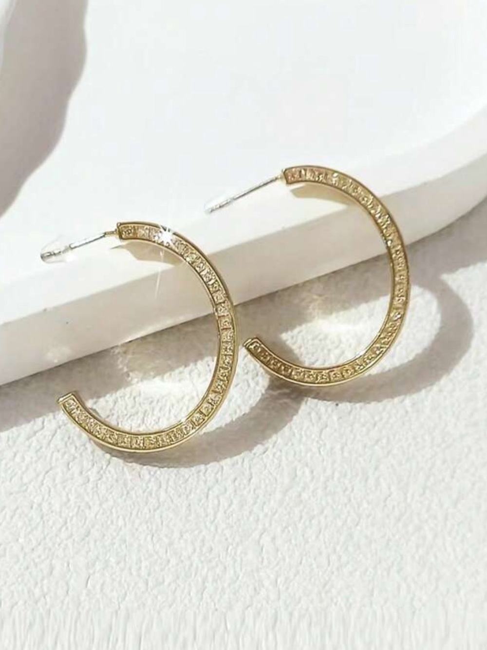Dior Gold Hoop Earrings with Black Enamel Accents - Picture 2 of 3